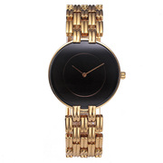 MISSFOX外贸女表圆形合金欧式黑盘经典时尚石英女款手表饰品 2110