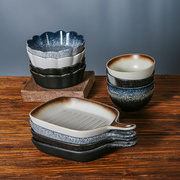 日式2人食情侣碗碟，套装家用盘子手柄碗烤盘餐具，陶瓷筷子勺子组合