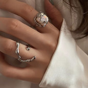 英国设计师TopWhit925纯银食指戒指女ins风珍珠冷淡风时尚高
