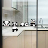 卡通熊猫静电贴厨房推拉门装饰贴画阳台玻璃门贴纸静电窗花卫生间