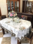 高档欧式长椭圆形桌布餐桌，家用可伸缩折叠圆桌，台布布艺餐桌布定制