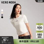 veromoda奥莱t恤女2024夏季圆领，短袖修身短款简约休闲上衣