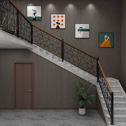 定制简约现代铁艺楼梯扶手护栏室内创意家用阁楼实木栏杆走廊