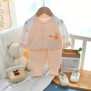 宝宝套装外穿纯棉无骨对开分体，1岁6-12月婴儿，套装秋衣裤春秋2件套