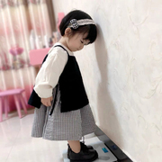 ins同款韩国婴儿连衣裙春秋套装，0-3-5岁女宝宝，纯棉衣服长袖格子裙