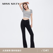 小黑裤Miss Sixty牛仔裤女蝴蝶腰千禧辣妹风显瘦微喇马蹄裤