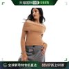 香港直邮潮奢asos女士bardot设计针织露肩套头，纱线褐色连衫衬