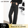 lilybrown秋冬高腰，简约直筒修饰腿型牛仔裤lwfp215018