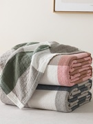 纱布毛巾被纯棉双人柔软吸湿午睡毯单人日式格子毛巾毯儿童沙发毯