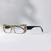豹纹元素个性撞色设计眼镜框UV400长方形窄框太阳眼镜配近视墨镜