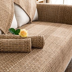 棉麻沙发垫复古轻奢简约现代咖色布艺实木，坐垫新中式盖巾四季通用