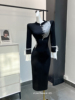 黑色复古改良连衣裙女2023秋季长裙法式赫本风，高级感气质礼服裙子