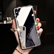 适用于苹果x手机壳女款xsmax水钻镜面xr个性，潮牌软壳iphone7补化妆镜子硅胶套6s全包防摔8plus水晶保护套se2