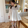 韩国童装melikey春款中大童女宝，纯色褶皱棉贵气洋装连衣裙ins