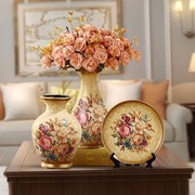 欧式摆件陶瓷花瓶三件套大号，家居电视柜装饰品，客厅花插结婚礼物