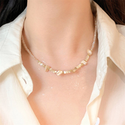 fantai多切面珠光粼粼，碎石项链女小众设计感小米珠串珠颈链气质