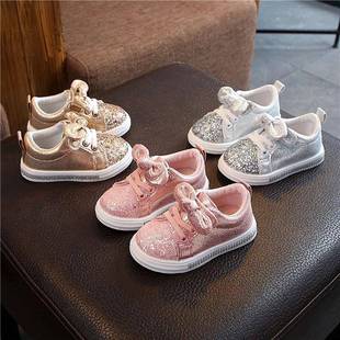 Bow girl casual shoes pure color Korean baby shoes