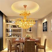 现代简约水晶吊灯，创意led餐厅灯金色，圆形水晶灯客厅灯