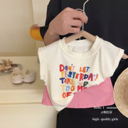 女童无袖t恤2023夏季中小童宝宝短袖，打底衫甜美体恤夏装上衣