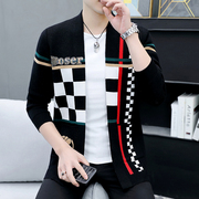 外套男个性春秋季韩版短款帅气披风潮流毛衣2022男生针织开衫