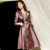 紫色中长款裙式收腰显瘦高端名媛气质风衣秋季女装职业外套2178