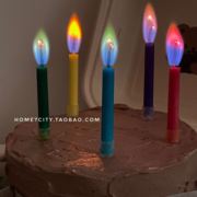 网红彩虹彩色色火焰生日蜡烛蛋糕用小熊蜡烛七彩蛋糕装饰拍照道具