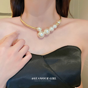法式珍珠几何项圈轻奢时尚小众个性夸张项链高级感百搭项饰女
