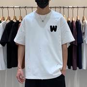 夏季韩版男士圆领短袖T恤百搭潮流时尚休闲泼墨个性印花舒适半袖