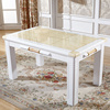欧式白色黄玉大理石餐桌椅组合 长方形实木餐桌一桌4椅6椅包