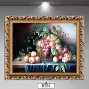 欧式油画水果装饰画墙画歺厅餐厅挂画饭厅，厨房静物葡萄壁画有框画