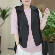 黑色不规则前短后长设计感马甲女工装坎肩外穿韩版西装背心外套