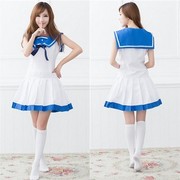 蓝白色摺叠海军服 动漫女仆式水手服 出口日本情趣套装角色扮演服