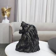欧式轻奢个性狮子头树脂雕塑摆件客厅书房玄关酒店样板房家居饰品