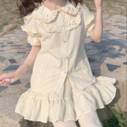 原创设计洛丽塔lolita内搭衬衣，娃娃领泡泡袖衬衫，女蝴蝶结夏季上衣