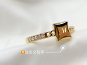 18kins金分不对称字母，装饰戒指指环镶嵌珠宝，定制欧美时尚5