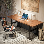 美式实木电脑桌台式办公桌简易写字桌子卧室现代书桌家用桌椅组合