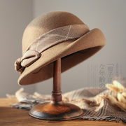 羊毛帽子女秋冬季百搭贝雷帽女士法式复古毛呢帽优雅小礼帽女名媛