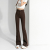 高腰牛仔裤女秋季显瘦咖色微喇叭裤设计感2024年欧美棕色裤子