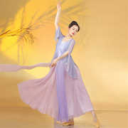 古典舞蹈服女仙气飘逸现代舞，表演服中国舞轻薄纱裙紫色渐变练功服