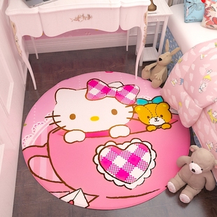 HelloKitty地毯可爱儿童卡通动漫公主少女粉色卧室床边电脑椅垫子