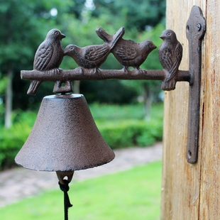 格嘉睿尔欧式复古铸铁铃铛铁艺，门铃壁饰门前铃，家居装饰壁饰四鸟