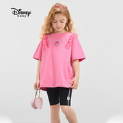 迪士尼女童甜美宽松中长款短袖t恤+打底裤，套装儿童夏季两件套时尚