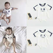 双胞胎儿童摄影服装影楼主题，百天拍照清华北大半岁宝宝创意服装