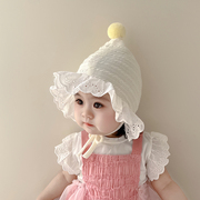 婴儿帽子春秋薄款女宝宝公主可爱超萌宫廷帽新生儿护囱门胎帽夏季