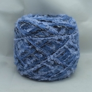 彩绒毛线羊毛圈圈结子马海毛线，蓝中粗贴肤外套帽子围巾围脖