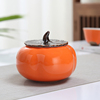 柿柿如意陶瓷柿子茶叶罐，小号糖果密封罐，普洱红茶绿茶空包装盒定制