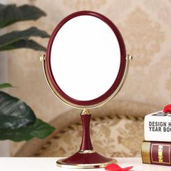 台式化妆镜子 大号双面台式镜欧式 时尚公主梳妆镜 红色结婚镜子.