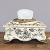 别墅样板房软装饰品现代奢华北欧美式陶瓷纸巾盒客厅合金抽纸盒