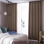 窗帘遮光布北欧(布北欧)简约现代客厅高档大气，轻奢卧室2022窗帘成品麻