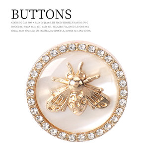 小蜜蜂金属树脂组合纽扣高端精致外套西服钮扣，大衣风衣镶钻扣子